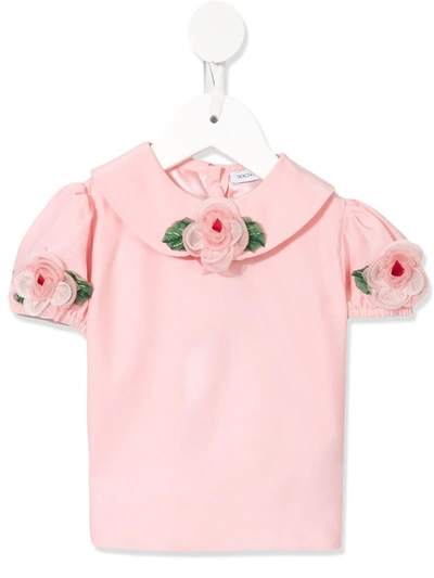 Dolce & Gabbana Babies' Rose Corsage T-shirt In Pink