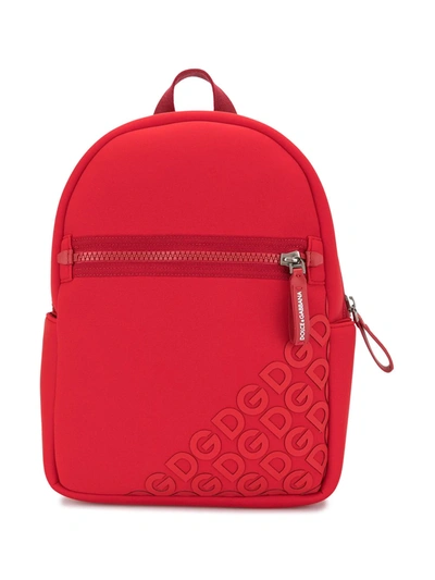 Dolce & Gabbana Kids' Neoprene Backpack With Rubberized Logo In Red