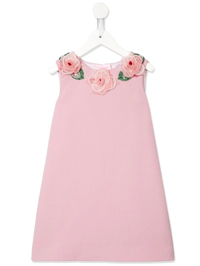 Dolce & Gabbana Kids' Rose Corsage Dress In Pink