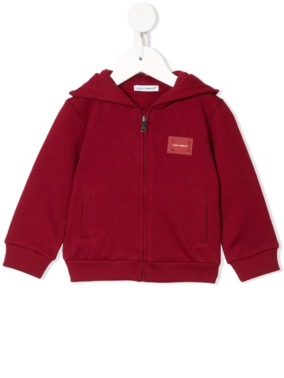 Dolce & Gabbana Kids' Logo Plaque Hoodie In Red