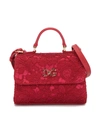 Dolce & Gabbana Kids' Lace Embellished Top-handle Bag In Red