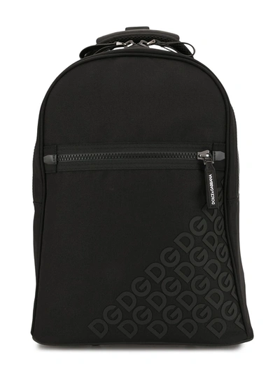 Dolce & Gabbana Kids' Cordura Nylon Wheelie Bag In Black