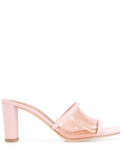 Malone Souliers Demi 70mm Pvc Woven Metallic Mule Sandals In Light Pink