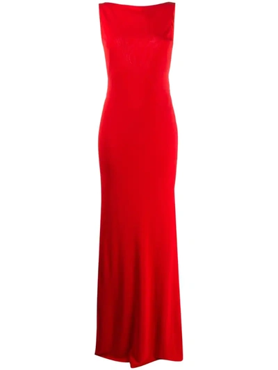 Alexander Mcqueen Ruched Stretch-jersey Gown In Red