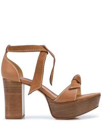 Alexandre Birman 85mm Clarita Mixed Leather Ankle-tie Sandals In Brown