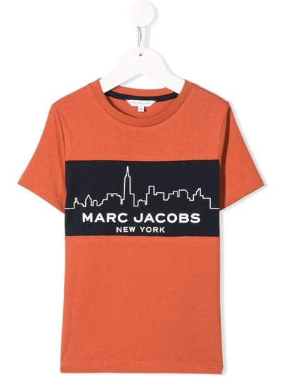 Little Marc Jacobs Kids' Logo Print T-shirt In Orange