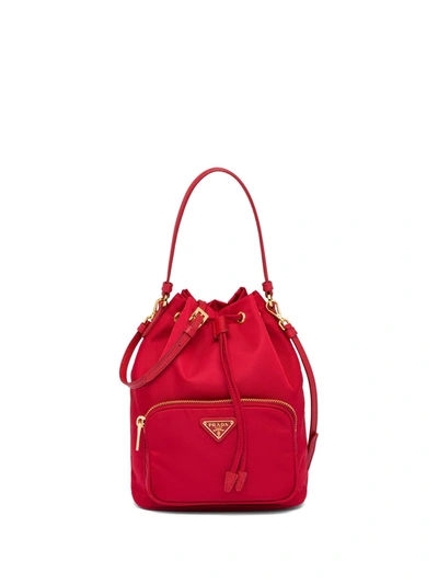 Prada Duet Fabric Shoulder Bag In Red