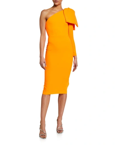 Alex Perry Wade One-sleeve Dress In Orange