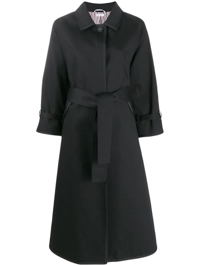 Thom Browne Mid-length Belted Trench Coat In Black
