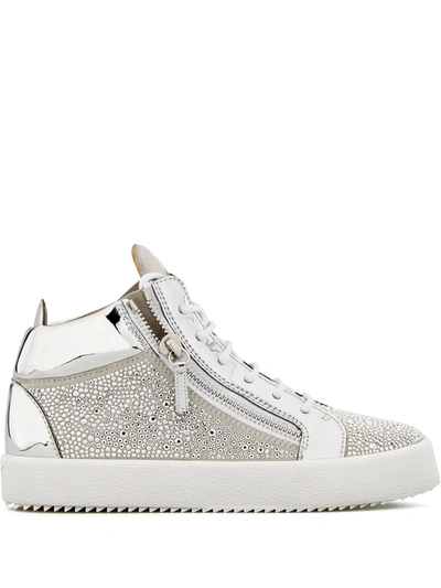 Giuseppe Zanotti Justy Crystal Studded Sneakers In White
