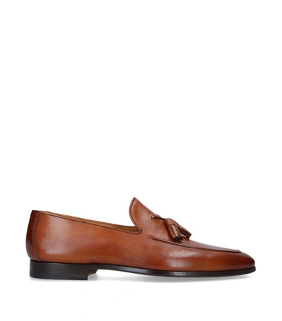 Magnanni Leather Tassel Loafers In Tan