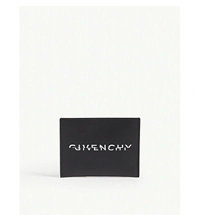 Givenchy Staggered Logo Leather Card Holder In Black