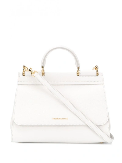 Dolce & Gabbana Leather Sicily Bag In White