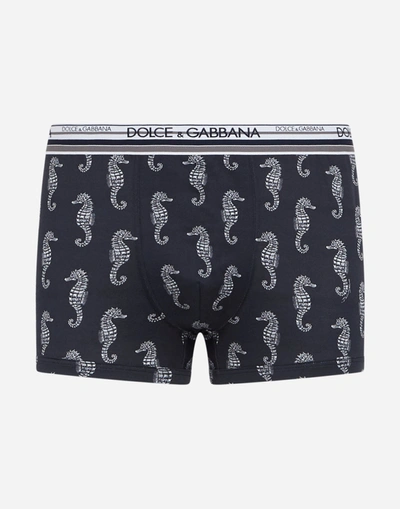 Dolce & Gabbana Cotton Boxers With Seahorse Print