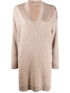 Fendi Ff-motif Cotton And Viscose Sweater-dress In Neutrals