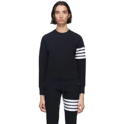 Thom Browne Four-bar Cotton-knit Sweater In Blue