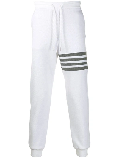 Thom Browne 4-bar Waffle Stitch Track Pants In White