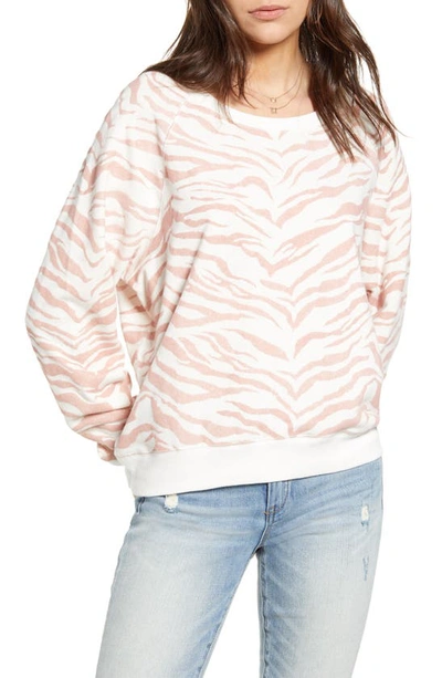 Rails Theo Flocked Animal Print Sweatshirt In Blush Tiger Stripes