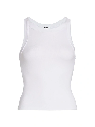Lna Dylan Rib-knit Fitted Tank Top In White