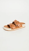 Vince Women's Glyn Double Buckle Slide Sandals In Tan Suede