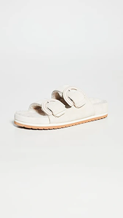 Vince Women's Glyn Shearling-lined Suede Slides In Biscotti Suede