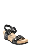 Mephisto Lissandra Platform Wedge Sandal In Black Paint Leather