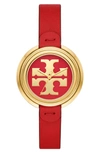 Tory Burch The Miller Leather Strap Watch, 36mm In Red/ Gold