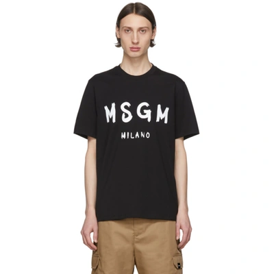 Msgm Vinyl Logo Print Cotton Jersey T-shirt In Black