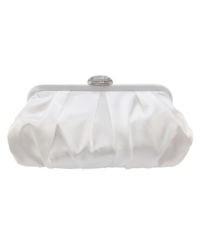 Nina Concord Pleated Satin Frame Clutch In Ivory