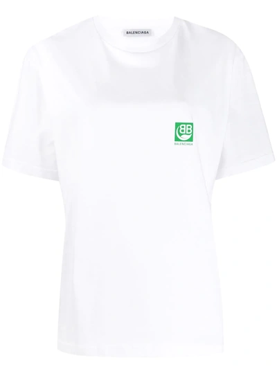 Balenciaga Logo Print T-shirt In White