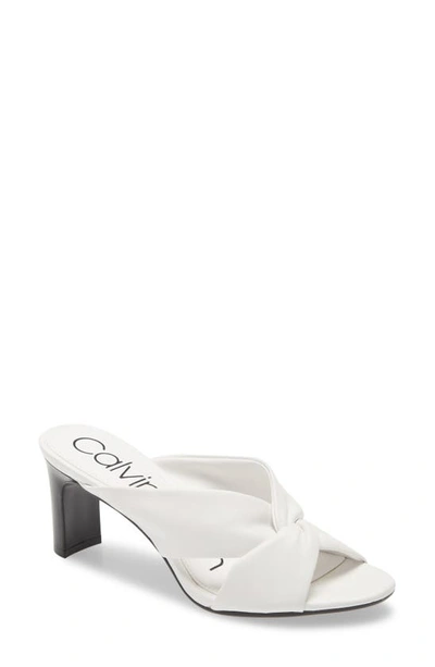 Calvin Klein Women's Omarion Slide Sandals Women's Shoes In White Leather