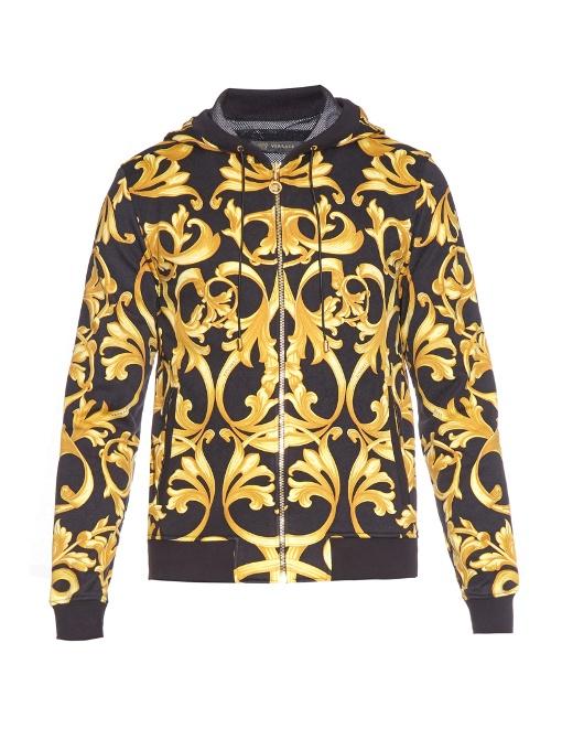 Versace Baroque-print Jersey Sweatshirt In Black And Tonal-yellow ...