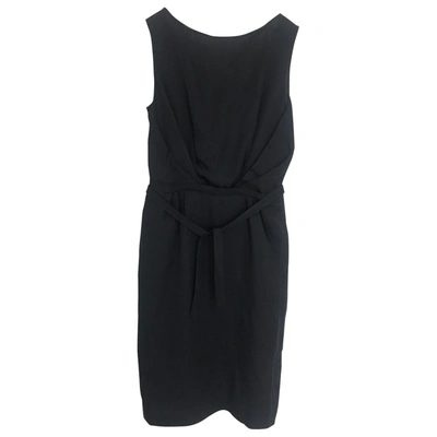 Pre-owned Hache Linen Mid-length Dress In Black