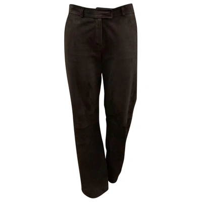 Pre-owned Agnona Leather Straight Pants In Brown