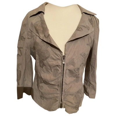 Pre-owned Armani Collezioni Leather Jacket In Grey