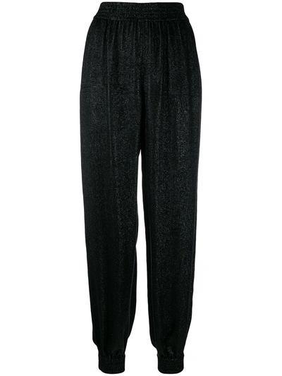 Saint Laurent Lamé Knit Trousers In Black