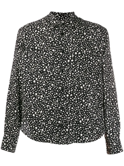 Saint Laurent Cropped Speckle Print Shirt In Black