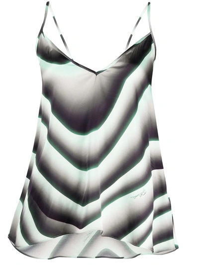 Just Cavalli Wave Print Asymmetric Top In Green