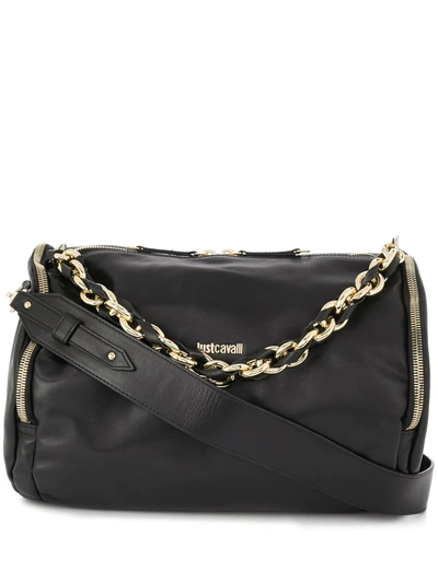 Just Cavalli Logo Chain Shoulder Bag In Black