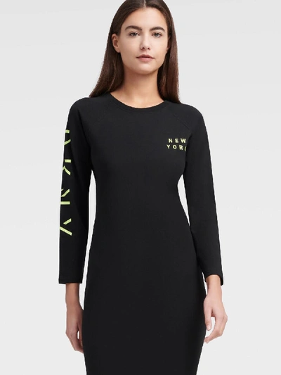 Donna Karan Dkny Women's Long Sleeve T-shirt Dress With Shadow Logo - In Zest
