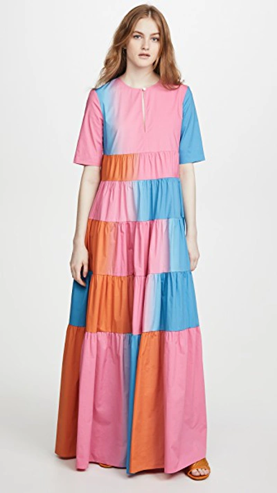Staud Cocoon Dress In Hibiscus Multi