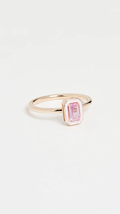 Alison Lou 14k Enamel Stack Ring In Pink Sapphire