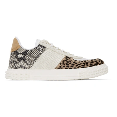 Giuseppe Zanotti Blabber Tarzan Snake-embossed & Leopard-print Calf Hair Sneakers In Multicolor