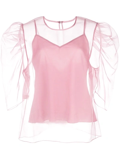 Cinq À Sept Women's Erin Puff-sleeve Organza Top In Tea Rose