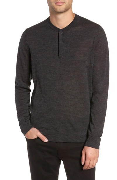 Vince Long-sleeve Wool Henley In H Charcoal