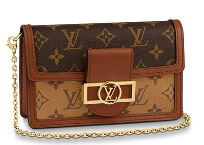 Pre-owned Louis Vuitton  Dauphine Chain Wallet Monogram Reverse Brown