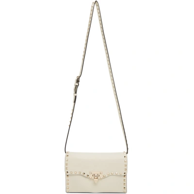 Valentino Garavani Off-white  Small Rockstud Flap Bag In I16 Light Ivory