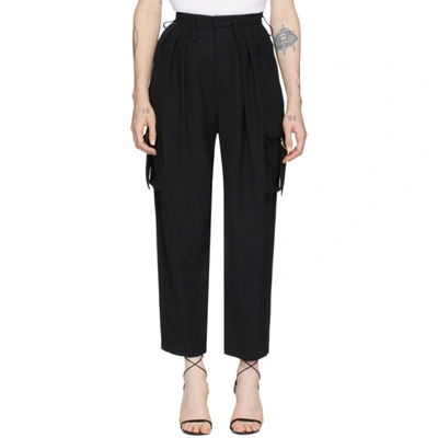 Balmain Pleated High-rise Tapered Cargo Trousers In Black