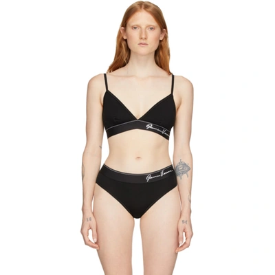 Versace Underwear Black Signature Triangle Bra In A1008 Black