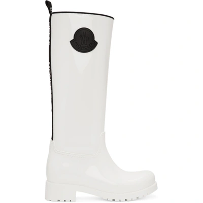 Moncler White Rubber Ginger Tall Boots In 002 Wht/bk